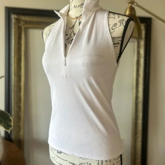 Guess size small white shirt with half zip, silver hardware - Picture 6 of 6